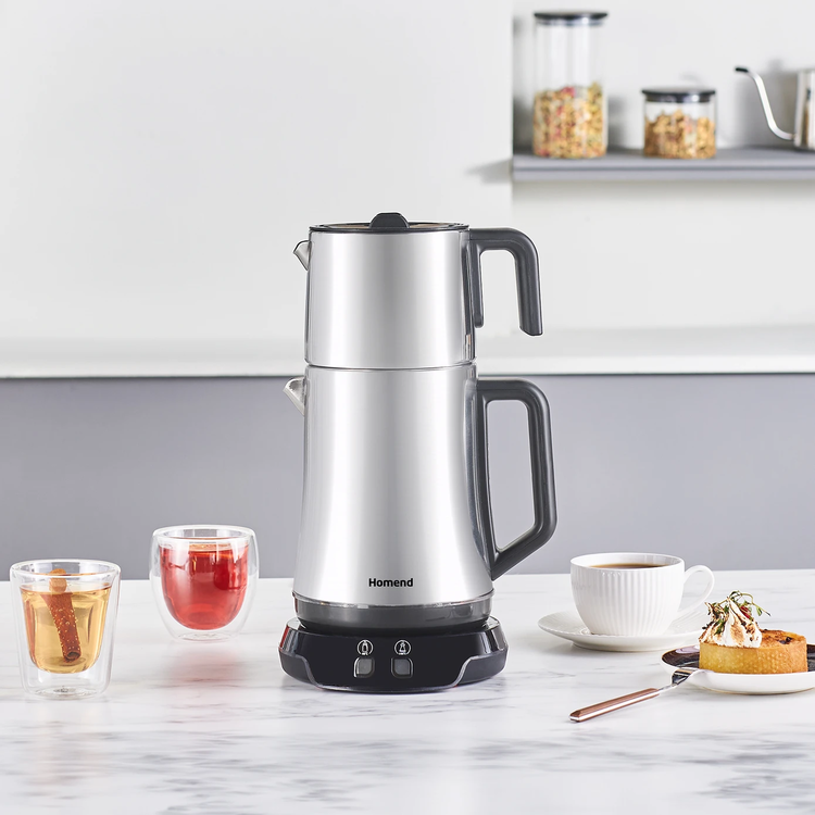 Homend Royaltea Elegant 1776h Parlak Inox Çay Makinesi resim detay